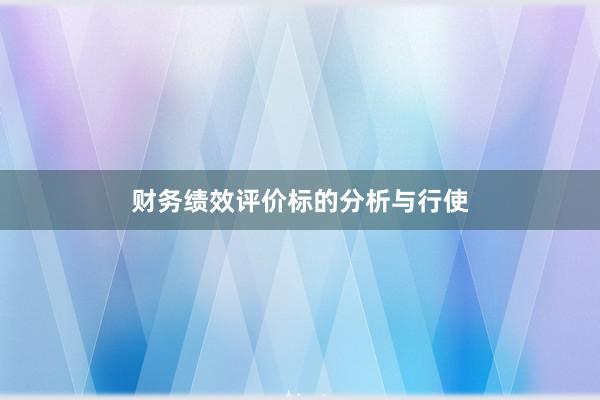 财务绩效评价标的分析与行使